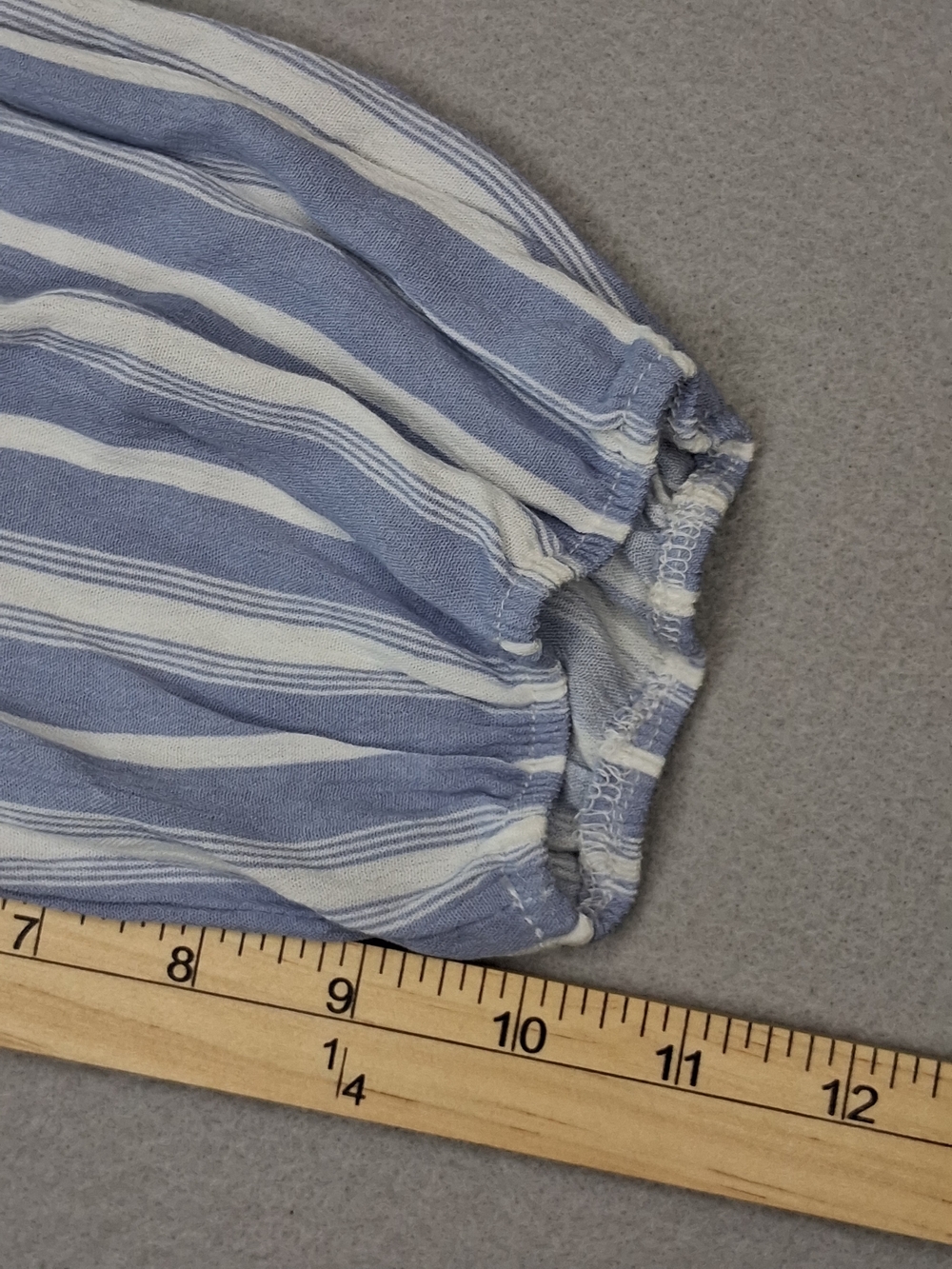 Torrid Blue & White Striped Lace Blouse Size 00 Plus 3/4 Sleeve Peasant Cottagec - Picture 9 of 9